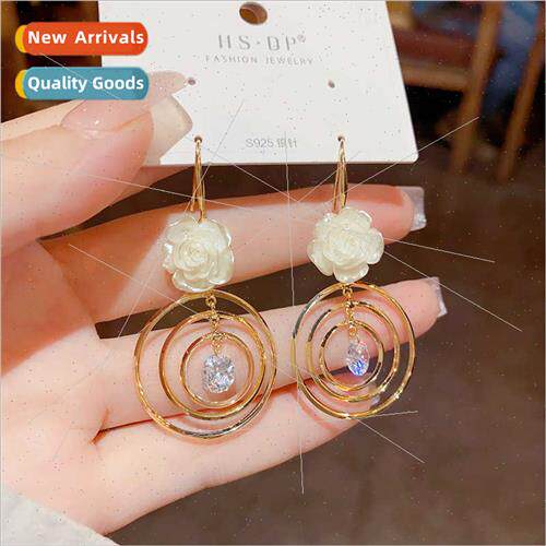 Fashion Flower Circle Zirconia Ear Hooks mple Korea Delicate