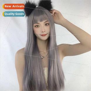 color high air wig bangs long female wire Korean temperature