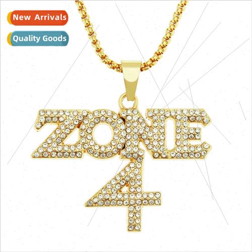 Digal letters full diamonds patchwork pendant necklace men n