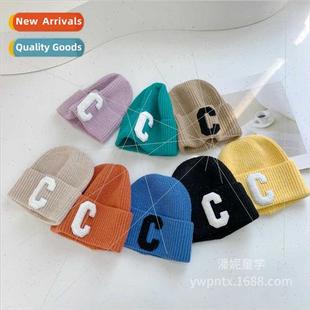 hat autumn winter College solid knted thickened col children