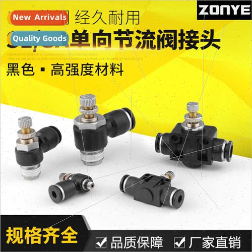 Black air hose connector speed control pneumatic one-way pip