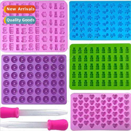 licone Candy Molds 5pcs Set Wh Dropper Chocolate Pudding Mol