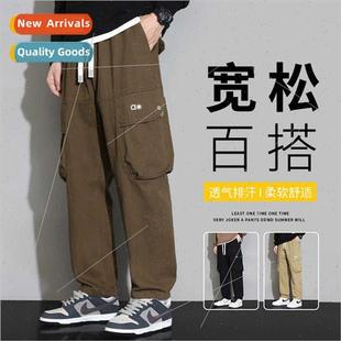 tide brfunction fall high loose men set pants American work