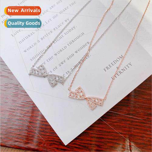 Bow tie necklace female S925 silver fashion collarbone chain