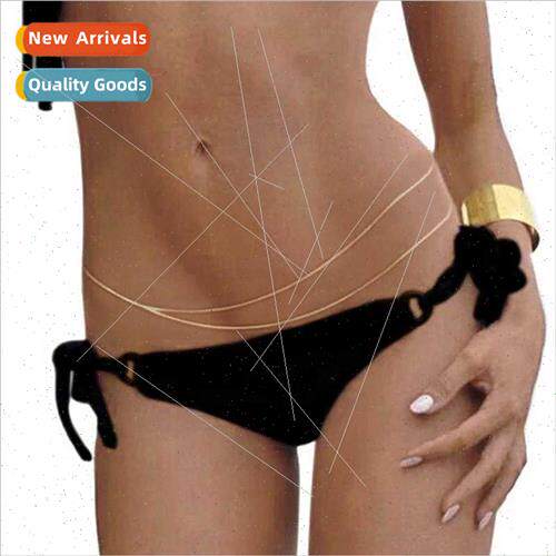Europe sexy bikini beach metal waist chain simple double lay