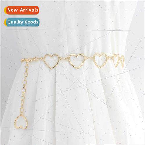 Women fashion gold silver heart-shaped decorative belt dress