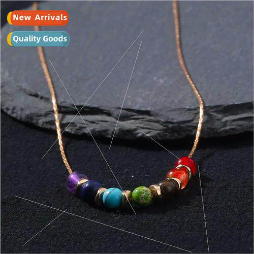 Europe seven-color natural stone crystal filigree chain bead