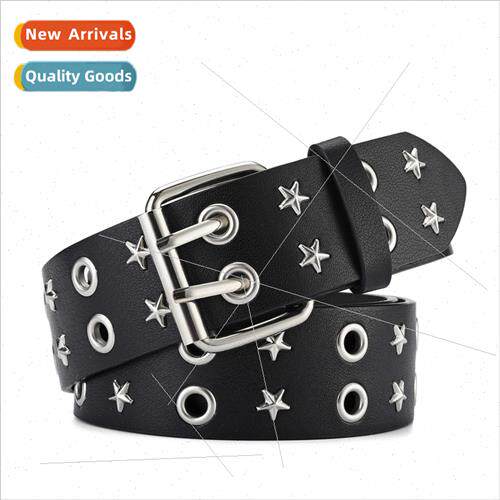 Europe gas eye belt men belts new punk double row pin buckle