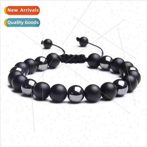 Matte Agate Hemate Beads Bracelet Handmade Mens Woven Adjust