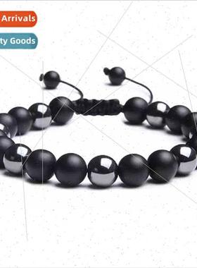 Matte Agate Hemate Beads Bracelet Handmade Mens Woven Adjust