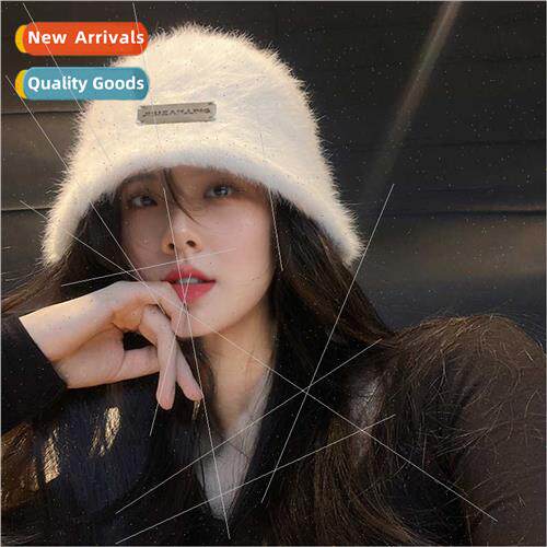 Apparent face small rabb hair fisherman hat female fall wint