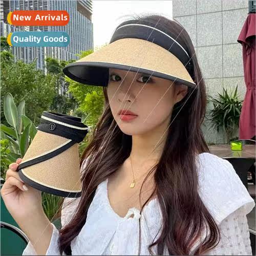 Straw hollow top hat female large brim summer anti-ultraviol