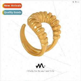 layered pattern cowl French geometric ring threaded fin cool