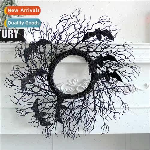 Halloween Decoration GarlBlack Dead Branch Bat Vine Ring Win