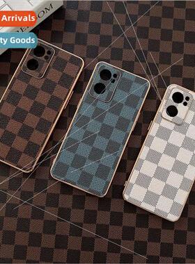 Ins 适用OPPO Reno9pro plating checkerboard pattern reno8 col