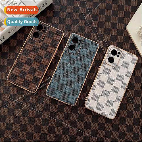 Ins 适用OPPO Reno9pro plating checkerboard pattern reno8 col