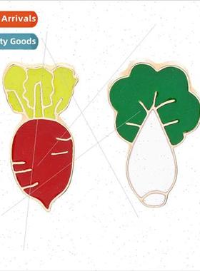 cartoon brooch creative vegetable badge cabbage carrot metal
