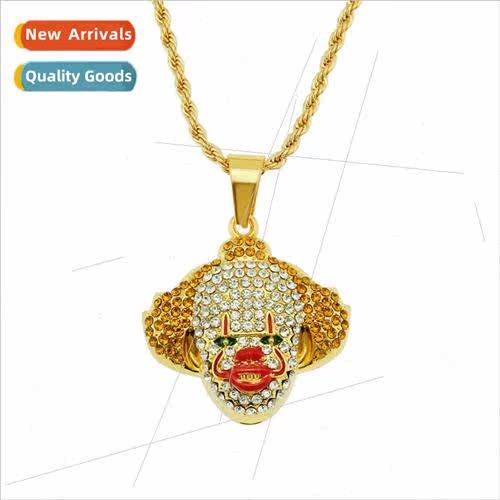 Genuine Gold Plated Hip Hop Diamond Set Stereo Clown Pendant