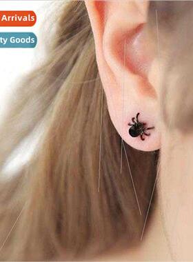 Korea 925 silver needle black small spider earrings earrings
