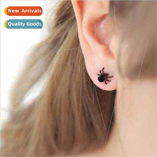 Korea 925 silver needle black small spider earrings earrings