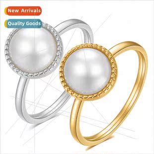Fashion Flower 3MM mple Stainles Ring 10MM Pearl Europe Set