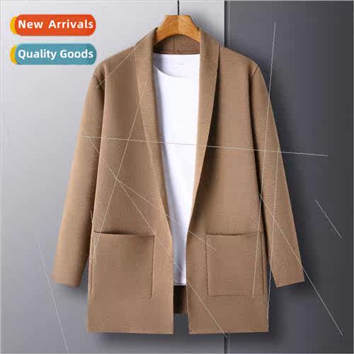 Men cardigan 2023 autumn new men cardigan solid color casual