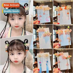 Hanfu headdress children flowers antlers tassel hair clips a