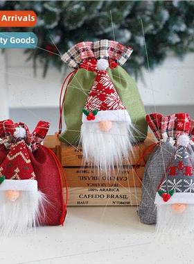 Burlap Christmas  Bags Faceless Doll Forest Old Man Bags Bea