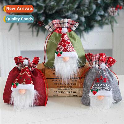 Burlap Christmas  Bags Faceless Doll Forest Old Man Bags Bea
