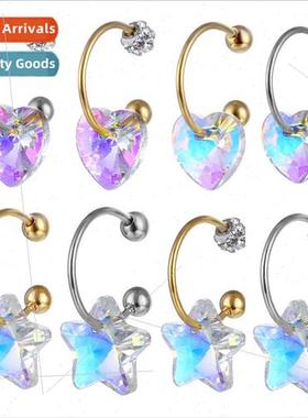 Stainless steel fine needle C rod hanging pentagonal heart-s