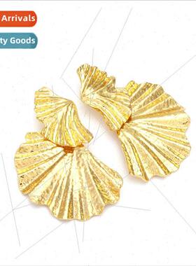 personaly exaggerated metal ginkgo biloba earrings retro hea