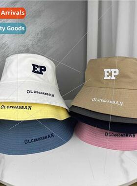 Hat female Japanese spring summer embroidery letters big hea