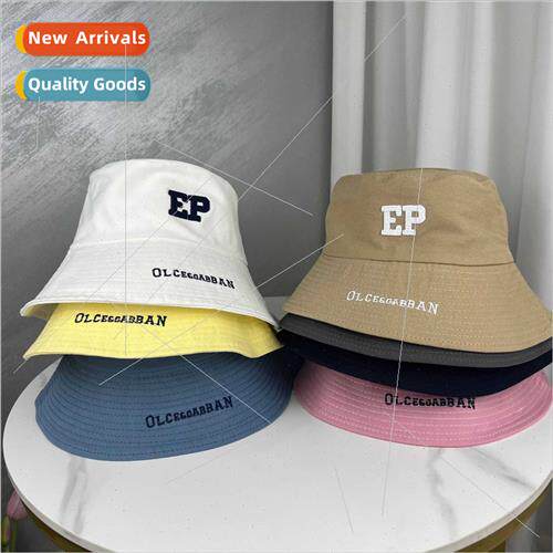 Hat female Japanese spring summer embroidery letters big hea