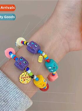 ttle monster colorful beaded hrope female niche tie hair rop