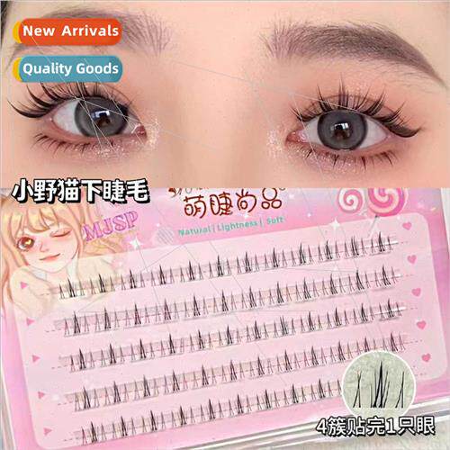 5 rows lazy ltle wildcat lower eyelashes transparent stems n