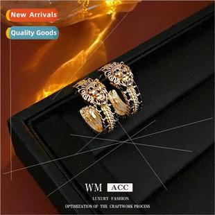 lver oil needle shaped drop lion earrings fashion metal