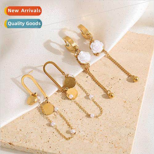 Europe fashion tanium steel tassel earrings simple stainless