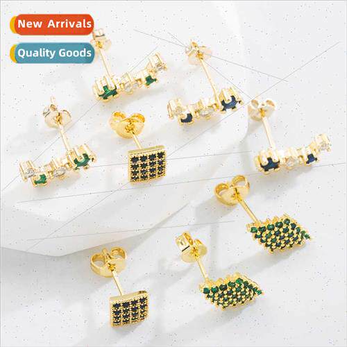 Europe new nd geometric drop earrings female copper gold-pla