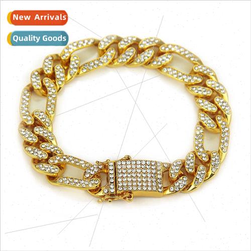 Europe full rhinestone hip hop three short one long bracelet
