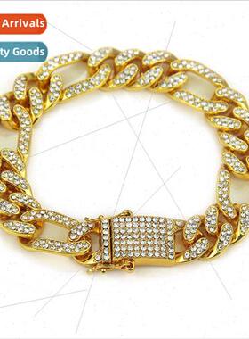 Europe full rhinestone hip hop three short one long bracelet