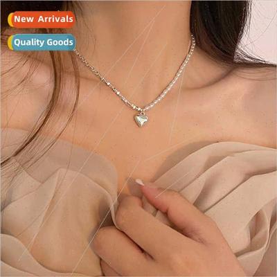 Playful Fairy Love Heart Pearl Necklace Female che Collar Ch