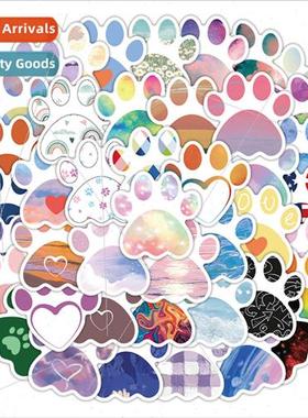 60 cartoon dog paw stickers waterproof repeatable DIY kinder