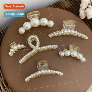 grab clip hair cross elega plate pearl head Korean back