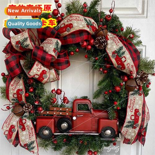 Christmas Truck Wreath Red Dimensional Truck Bow Berry Chris