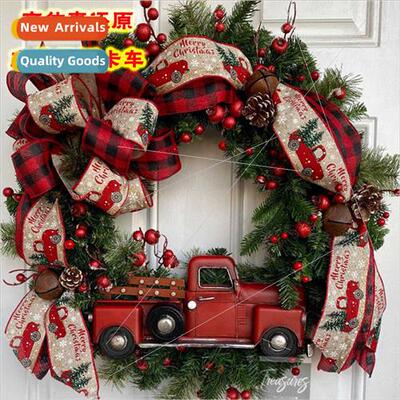 Christmas Truck Wreath Red Dimensional Truck Bow Berry Chris