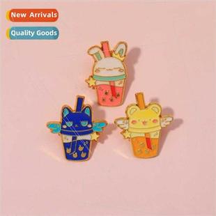 cartoon bad cup drop oil rabb creative brooch alloy tea milk