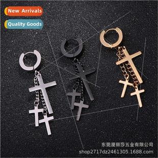 earrings male street Three hop pendant hip cross
