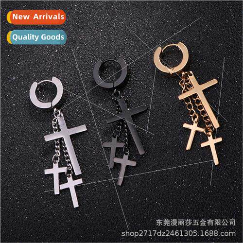 Three cross pendant earrings earrings male street hip-hop st
