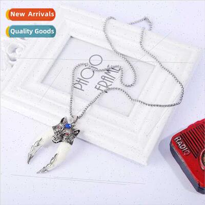 Europe bully wolf tooth pendant hip-hop tide necklace men fa