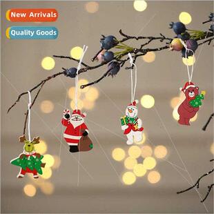 Boxed 12pcs wooden colorful small pendants Christmas small g